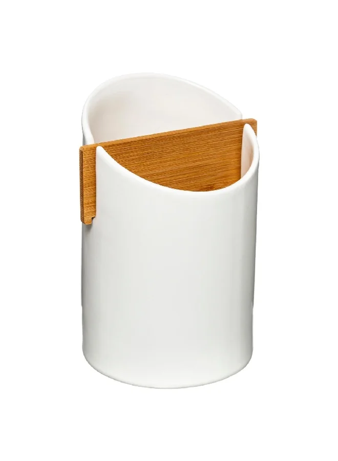 Five Simply Smart 2-Compartments Ceramic Utensil Pot White And Brown 17.5 X 11 X 12.6 Cm 179610