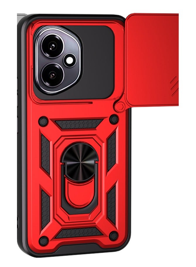 Case Cover Shockproof Protective Case with Camera Protection and Metal Ring Compatible with  Honor 400 (Red)