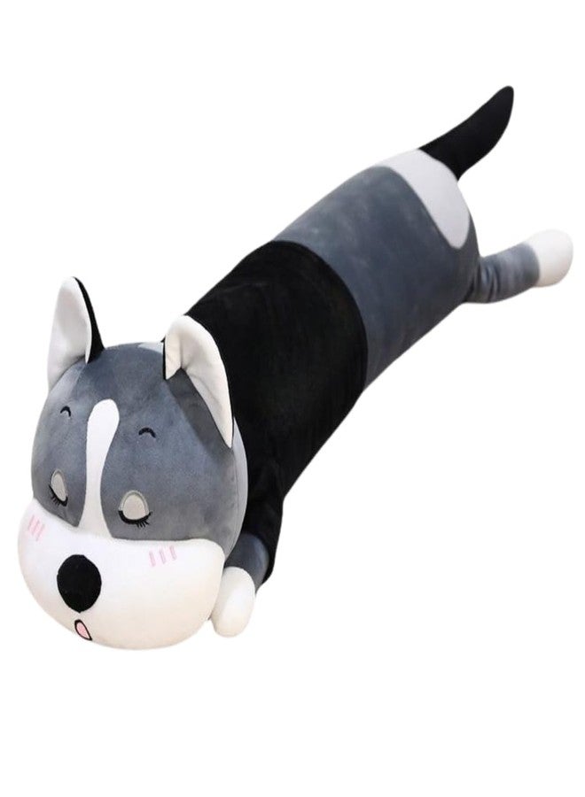 TechMax Solution Giant Husky Dog Plush Body Pillow - Cute Sleeping Husky Stuffed Toy, Soft Long Cushion for Kids Bedroom Sofa - Image 1