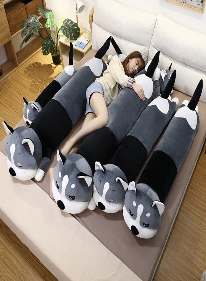 TechMax Solution Giant Husky Dog Plush Body Pillow - Cute Sleeping Husky Stuffed Toy, Soft Long Cushion for Kids Bedroom Sofa - Image 2