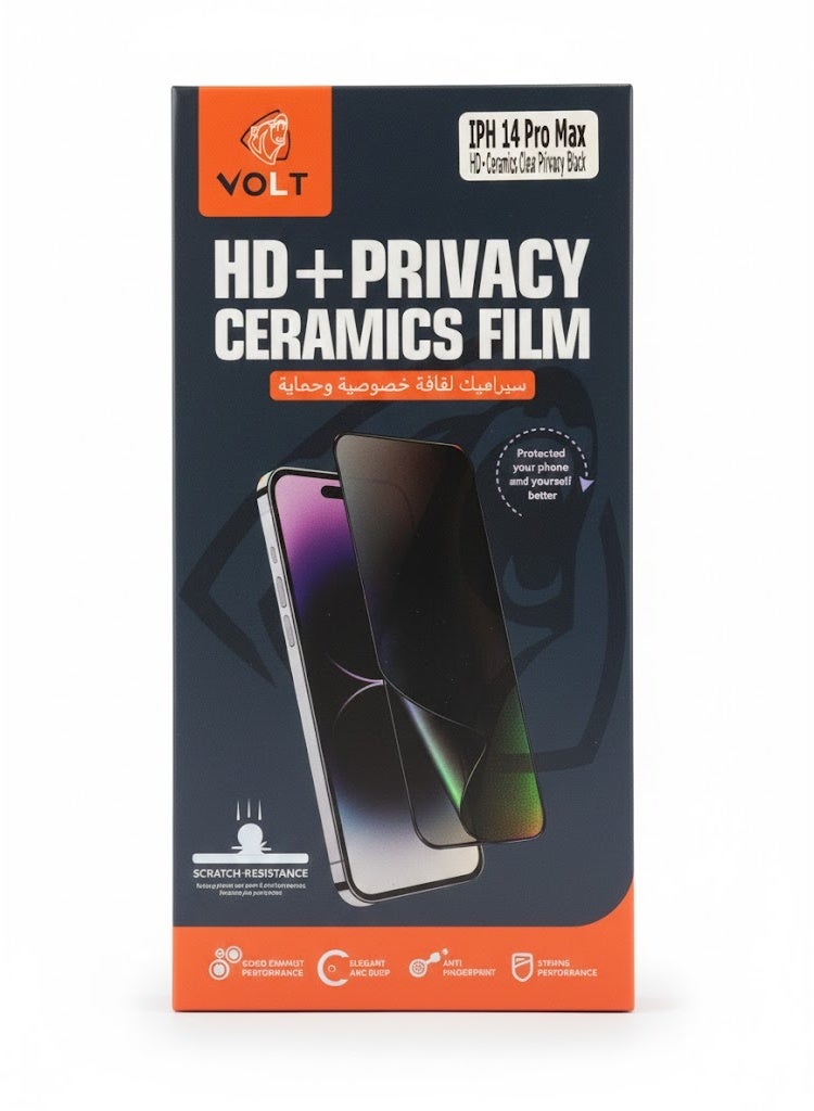 VOLT iPhone 14 Pro Max A tempered glass privacy screen protector made of matte ceramic - Image 1