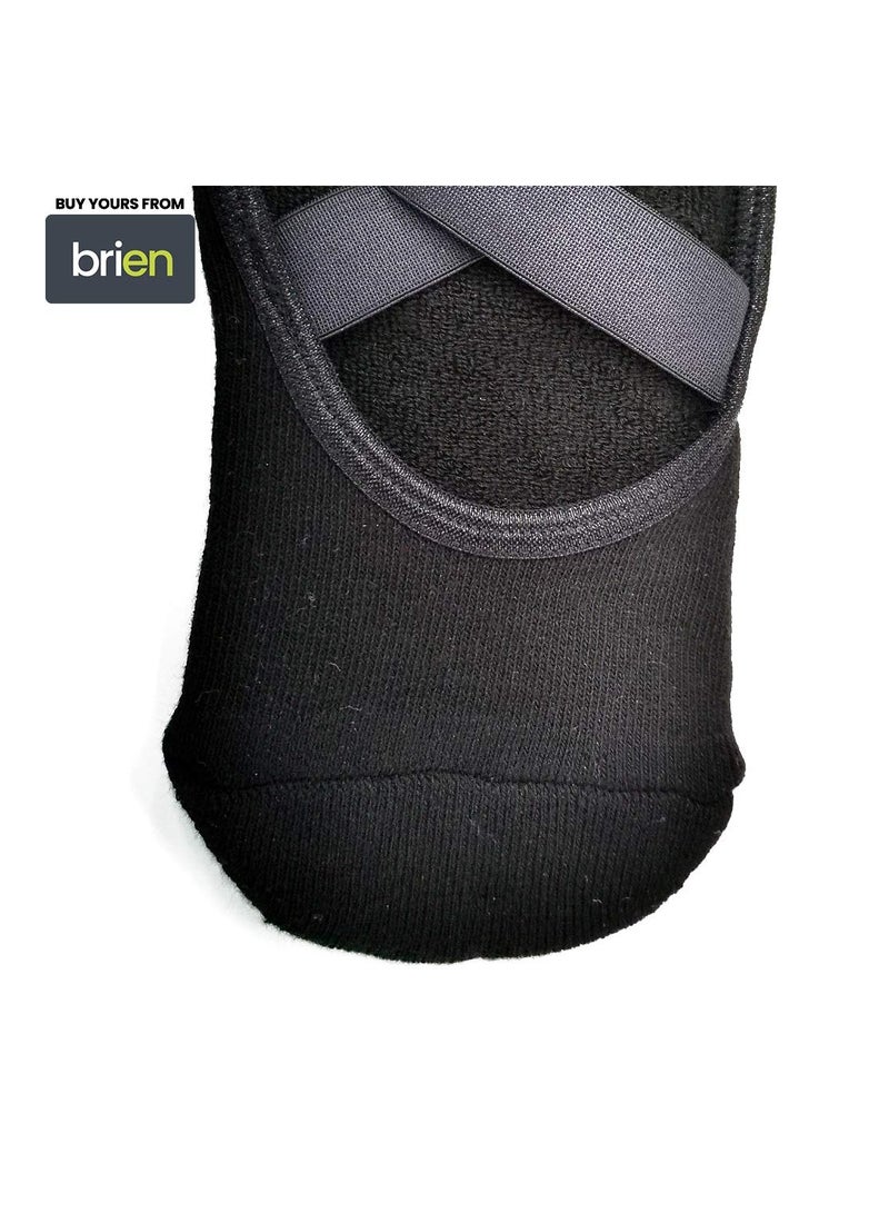 جوارب نسائية للتمرين حافي القدمين، زوجان من مقابض مقاومة للانزلاق مقاس واحد، مثالية للرقص والتمرين (أسود ورمادي) - Image 4