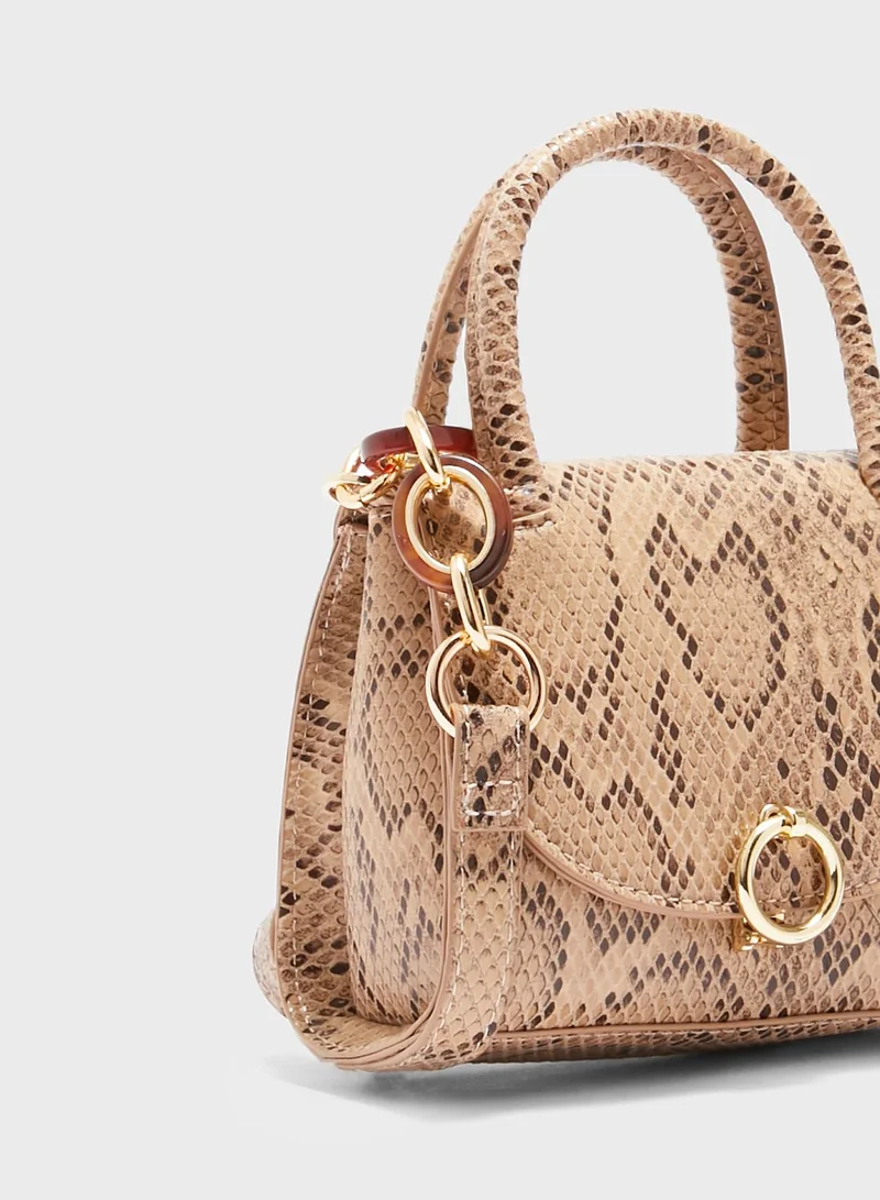 TOPSHOP Marley Snake Print Mini Top Handle