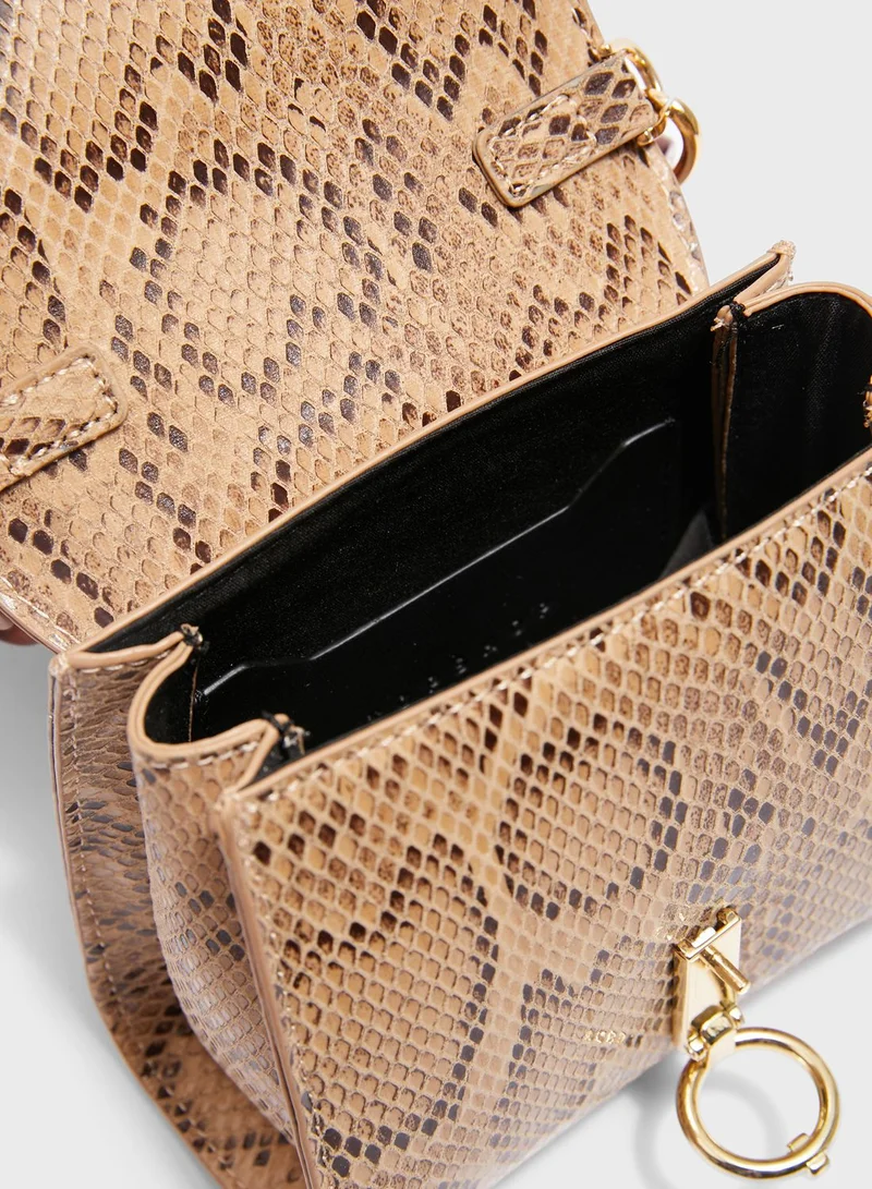 TOPSHOP Marley Snake Print Mini Top Handle