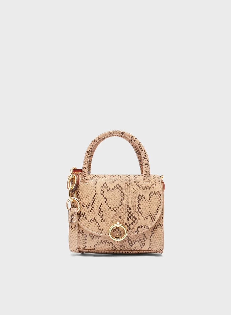 TOPSHOP Marley Snake Print Mini Top Handle