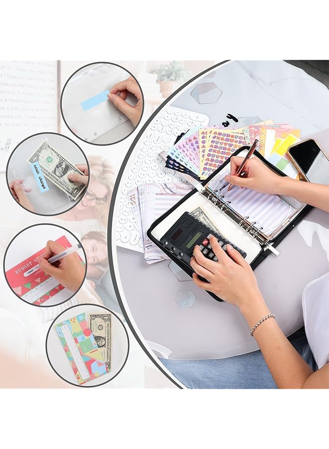 إيروريكس مجلد ميزانية مع مظاريف بسحاب، كتاب تحدي توفير المال لمدة 100 يوم و52 أسبوعًا مع آلة حاسبة، مجلد مخطط ميزانية A6 مع مظاريف، منظم أموال لحشو النقود - Image 3