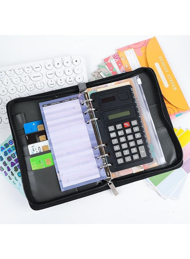 إيروريكس مجلد ميزانية مع مظاريف بسحاب، كتاب تحدي توفير المال لمدة 100 يوم و52 أسبوعًا مع آلة حاسبة، مجلد مخطط ميزانية A6 مع مظاريف، منظم أموال لحشو النقود - Image 5