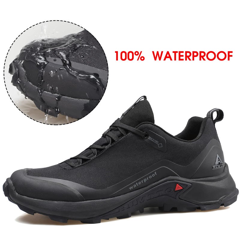 HUMTTO Men's All-Terrain Waterproof Hiking Shoes Lightweight Breathable Trekking Trails Shoes Anti Slip Outdoor Shoes 10.5 Black - Image 4