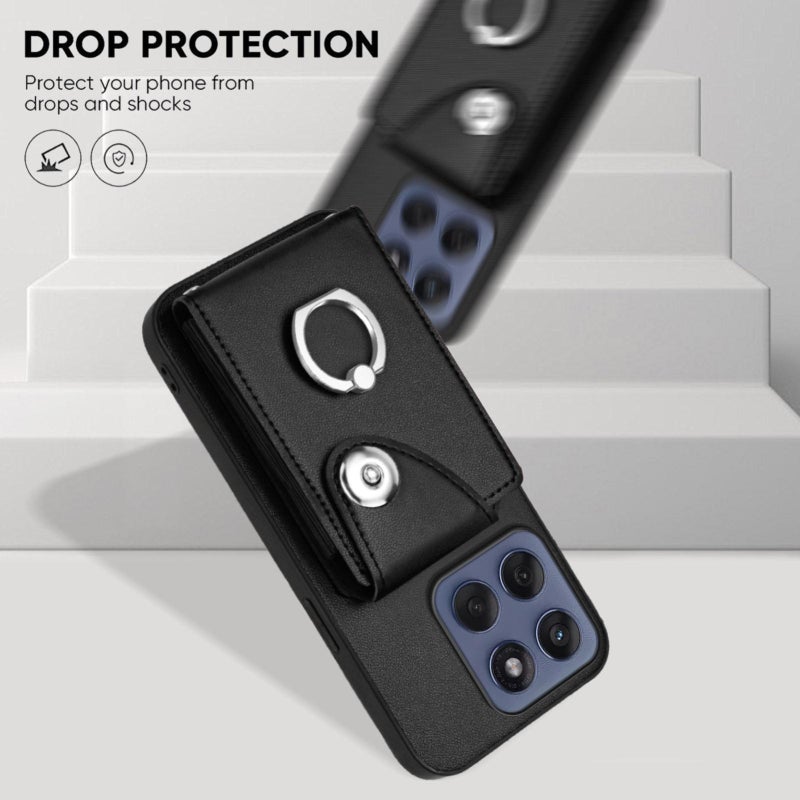 إيروريكس جراب هاتف موتورولا إيدج 60 فيوجن / إيدج 60 مزود بحلقة وحقيبة بطاقات (أسود) - Image 4