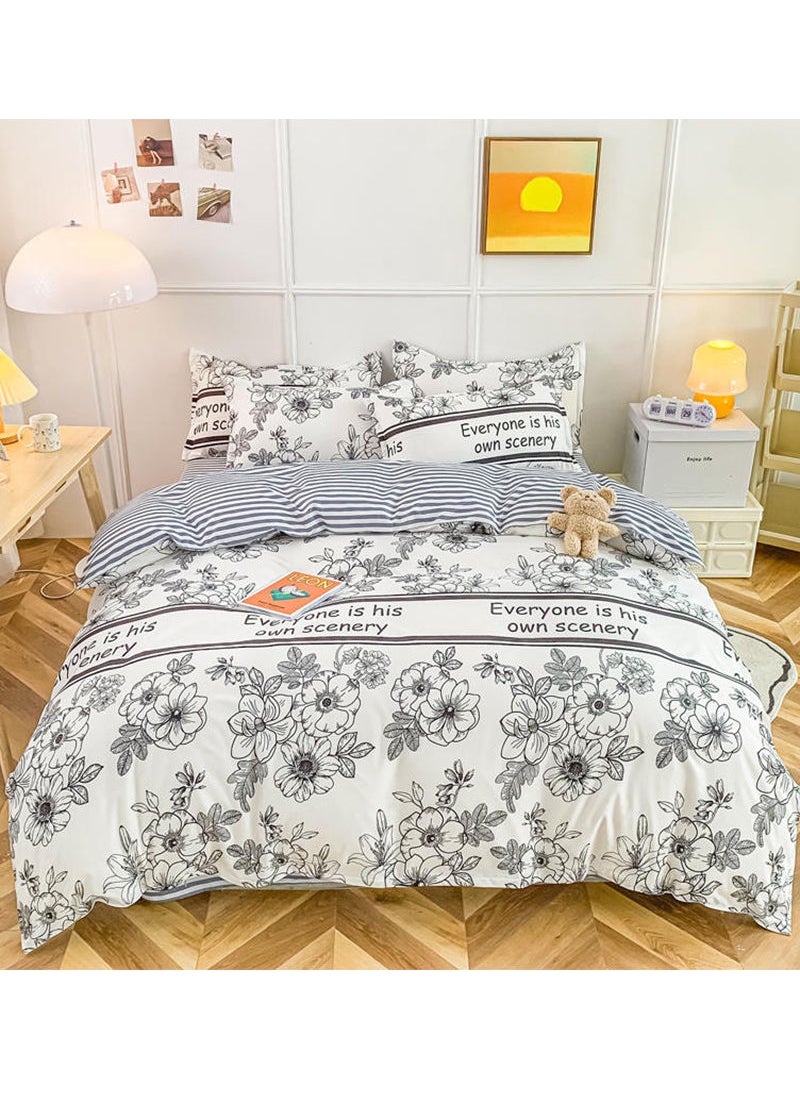 Sharpdo - Sharpdo 4-Pieces Bed Sheet Set Polyester Soft Quilt Cover With 1Quilt Cover 200*230cm 1 Flat Sheet and 2 Pillowcases - Image 1