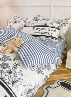 Sharpdo Sharpdo 4-Pieces Bed Sheet Set Polyester Soft Quilt Cover With 1Quilt Cover 200*230cm 1 Flat Sheet and 2 Pillowcases  - Image 3