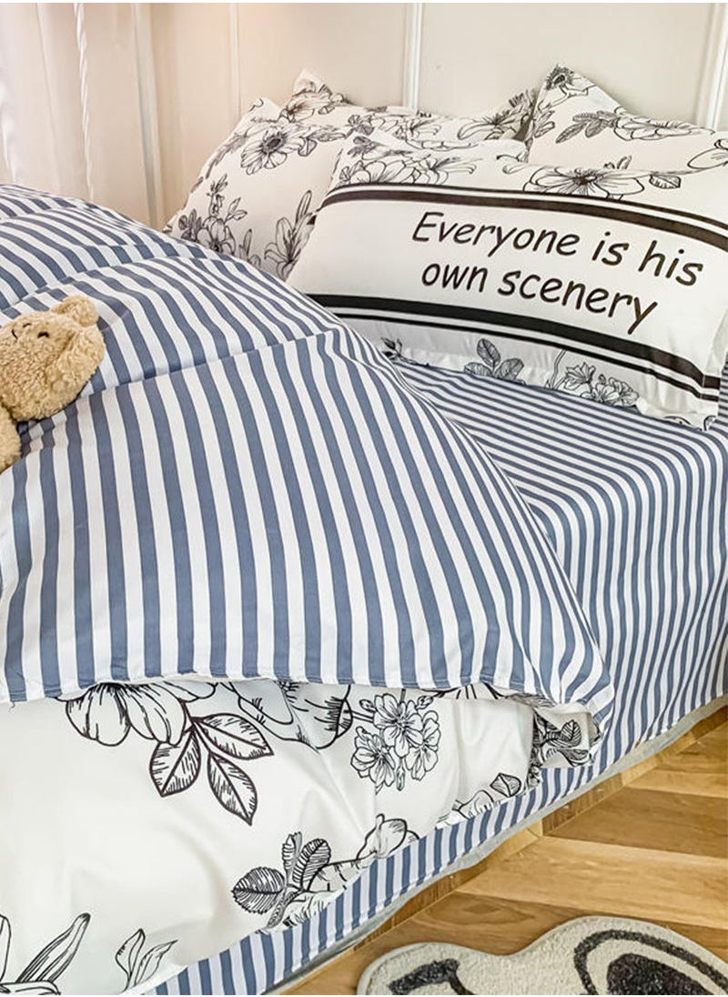 Sharpdo - Sharpdo 4-Pieces Bed Sheet Set Polyester Soft Quilt Cover With 1Quilt Cover 200*230cm 1 Flat Sheet and 2 Pillowcases - Image 1