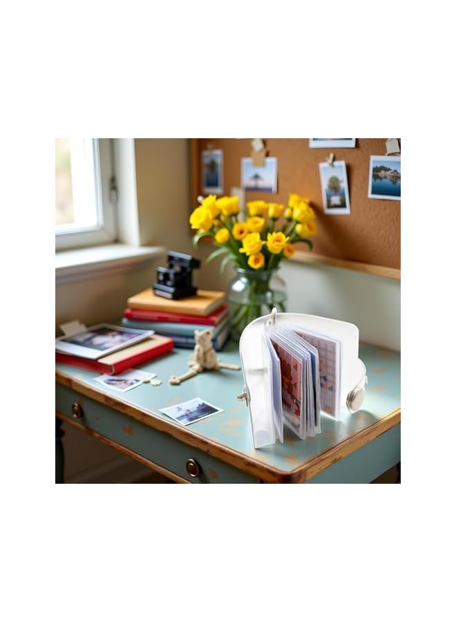 S-TOP Clear Mini Photo Album Keychain, Mini Photo Album 16 Pockets Photos Holder Keychain Jelly Color Card Holder 2 Inch Photos Holder Portable Key Chain,Photo Albums, Frames and Accessories(1inch) - Image 3