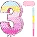WERNNSAI Pink Sweet Three Piata Number 3 Piata Happy Birthday Decoration Pink Rainbow Design Party Games for Girl Princess Baby Shower Party Favor with Blindfold Anniversary Celebration Supplies - Image 2