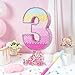WERNNSAI Pink Sweet Three Piata Number 3 Piata Happy Birthday Decoration Pink Rainbow Design Party Games for Girl Princess Baby Shower Party Favor with Blindfold Anniversary Celebration Supplies - Image 4