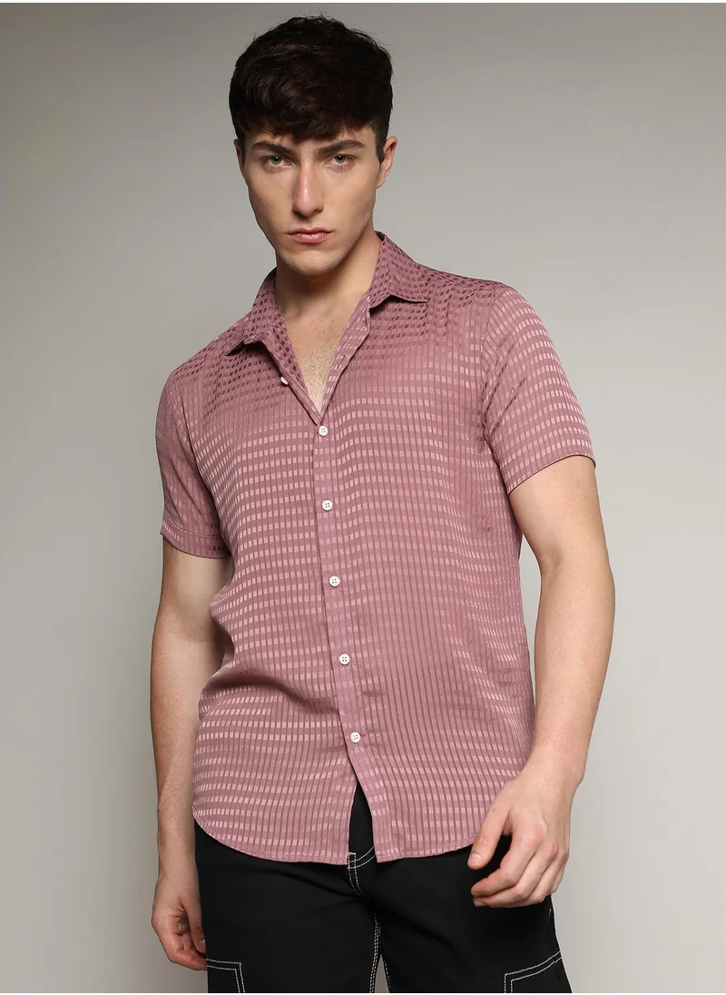 Campus Sutra Self-Design Block Shirt