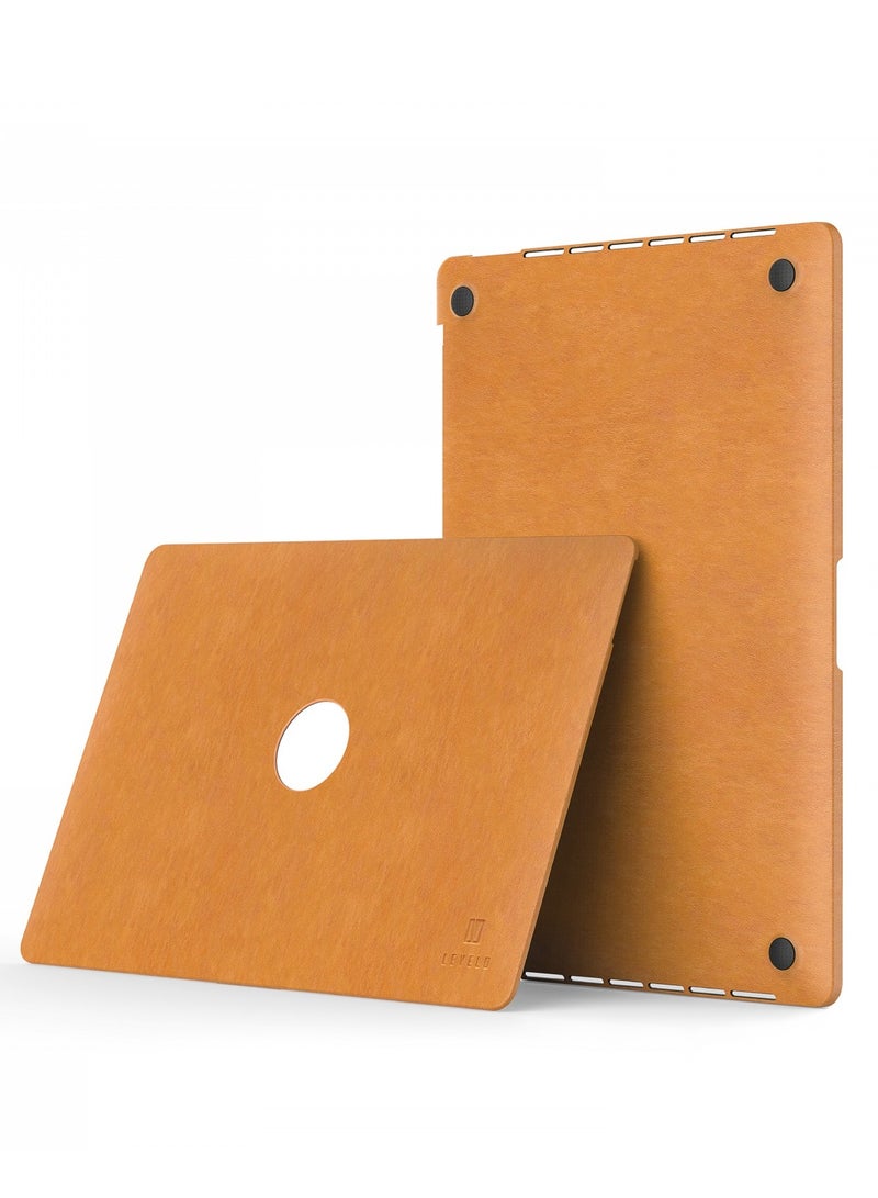 LEVELO Macbook Air 15.3inch Cover Gevena Leather / Secure Skin / Ultra-Thin / Lightweight / Precise Cutouts - Brown - Image 2