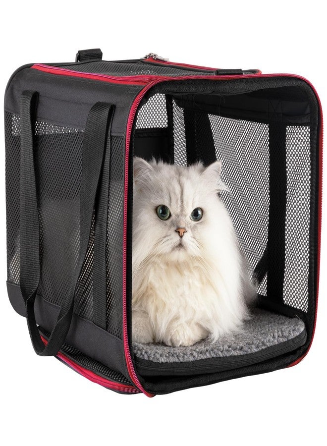 petisfam Quick-in Pet Carrier for Cats. 360° Airy Mesh Windows Let Fur-Kids See You & Breath Easy, Reduce Travel Anxiety. Rip-Stop Fabric & Lockable Zips Hug Securely. Washable Pad. Adjustable Shoulder Strap - Image 1