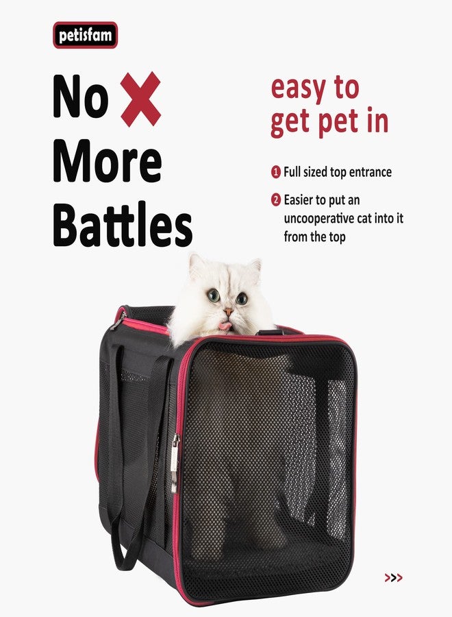 petisfam Quick-in Pet Carrier for Cats. 360° Airy Mesh Windows Let Fur-Kids See You & Breath Easy, Reduce Travel Anxiety. Rip-Stop Fabric & Lockable Zips Hug Securely. Washable Pad. Adjustable Shoulder Strap - Image 2