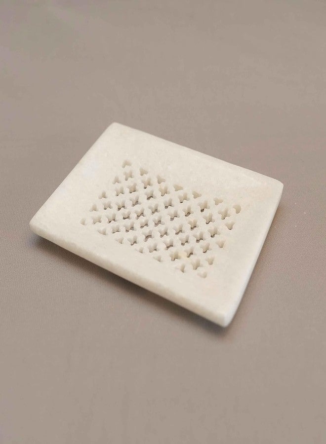MBSC Natural Marble Stoneware Soap Dish jaali Bathing Accessories Holder for Bathroom, Kitchen, Bathtub, Wash basins (SoapDish-11) - Image 5