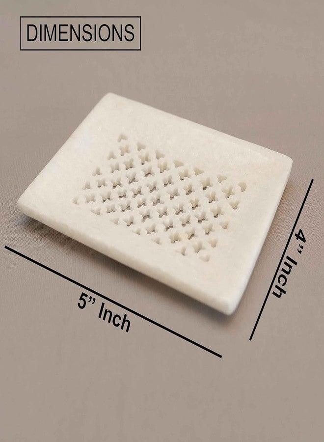 MBSC Natural Marble Stoneware Soap Dish jaali Bathing Accessories Holder for Bathroom, Kitchen, Bathtub, Wash basins (SoapDish-11) - Image 2