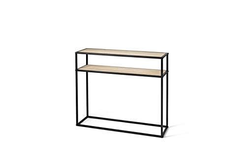 Generic Indian Decor 45993 Mini Two Tier Console Table for Kids Vintage Wall Table with Storage Shelves Black Metal Wood Slim Hallway Table Weight Capacity Dimensions 70 x 30 x 50 cm - Image 5