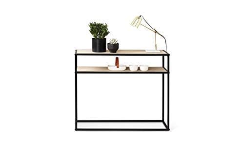 Generic Indian Decor 45993 Mini Two Tier Console Table for Kids Vintage Wall Table with Storage Shelves Black Metal Wood Slim Hallway Table Weight Capacity Dimensions 70 x 30 x 50 cm - Image 1
