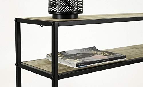 Generic Indian Decor 45993 Mini Two Tier Console Table for Kids Vintage Wall Table with Storage Shelves Black Metal Wood Slim Hallway Table Weight Capacity Dimensions 70 x 30 x 50 cm - Image 4