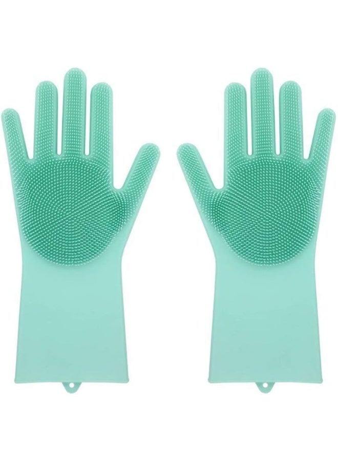Multifunctional Magic Silicone Dishwashing Wear-resistant Gloves (Green, XL)