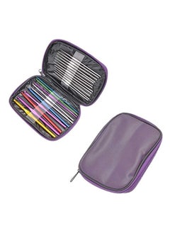 Set Of 22Pcs Crochet And Knitting Hooks Needles With Pouch Multicolour