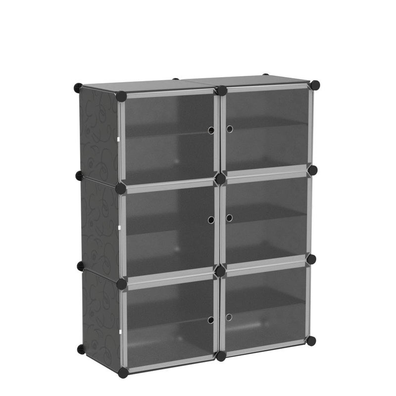 AYSIS DIY Shoe Rack Organizer/Multi-Purpose Plastic 12 Layers 6 Door Portable and Folding Shoe Rack ^ White12Shelf6Door - Image 4
