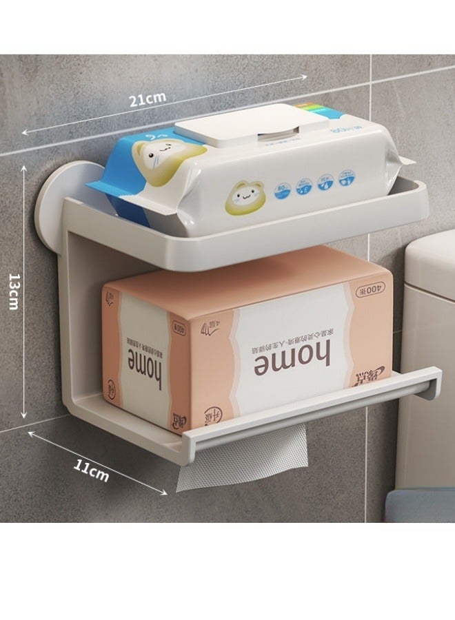 MLADEN Wall Mounted Toilet Paper Holder for Bathroom Double-layer Toilet Paper Dispenser, No Hole Punching, Compatible with Roll Paper Tissue Paper for Bathroom Kitchen Living Room - Image 2