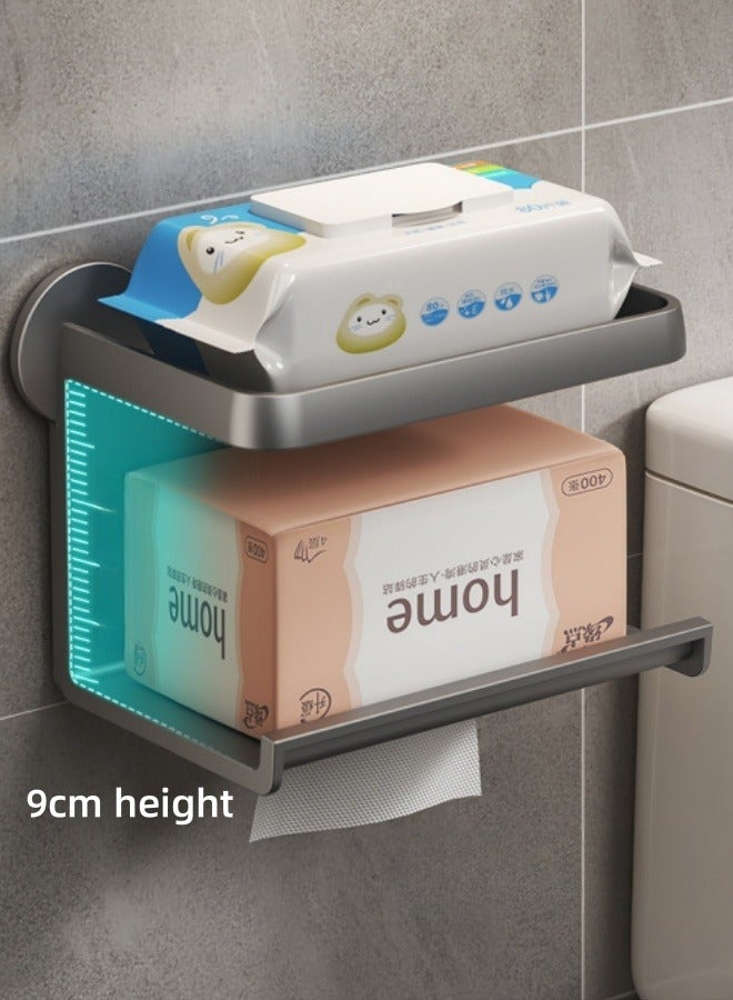 Wall Mounted Toilet Paper Holder for Bathroom Double-layer Toilet Paper Dispenser, No Hole Punching, Compatible with Roll Paper Tissue Paper for Bathroom Kitchen Living Room