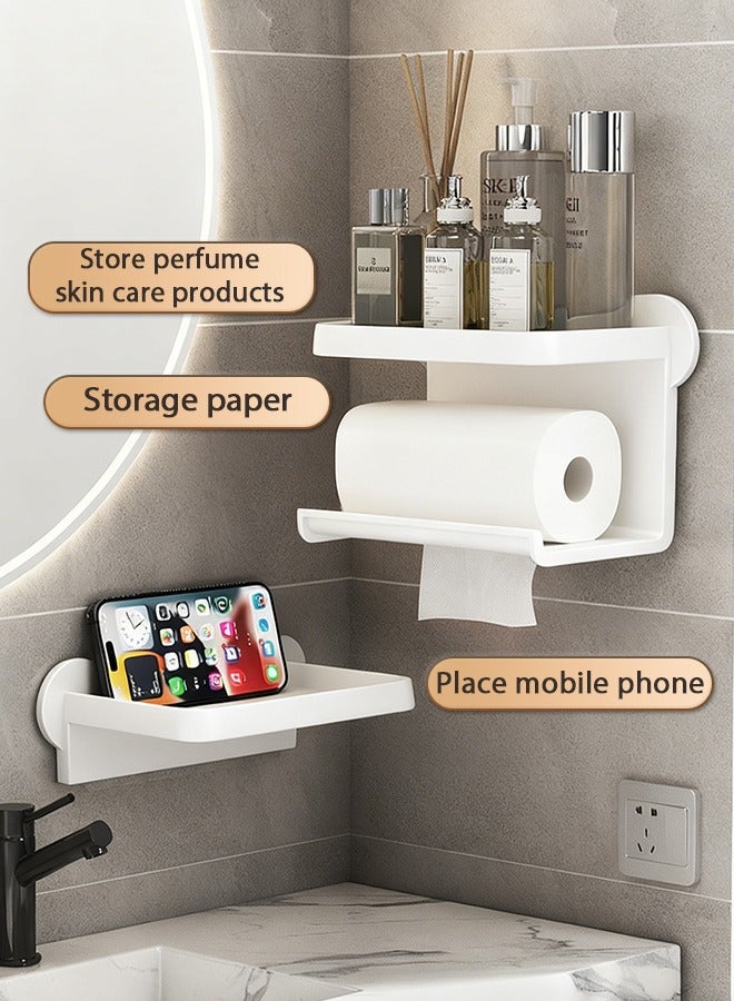 MLADEN Wall Mounted Toilet Paper Holder for Bathroom Double-layer Toilet Paper Dispenser, No Hole Punching, Compatible with Roll Paper Tissue Paper for Bathroom Kitchen Living Room - Image 3