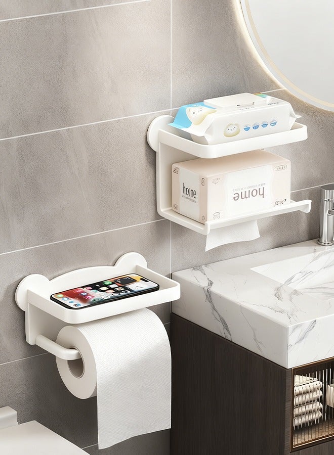 MLADEN Wall Mounted Toilet Paper Holder for Bathroom Double-layer Toilet Paper Dispenser, No Hole Punching, Compatible with Roll Paper Tissue Paper for Bathroom Kitchen Living Room - Image 5