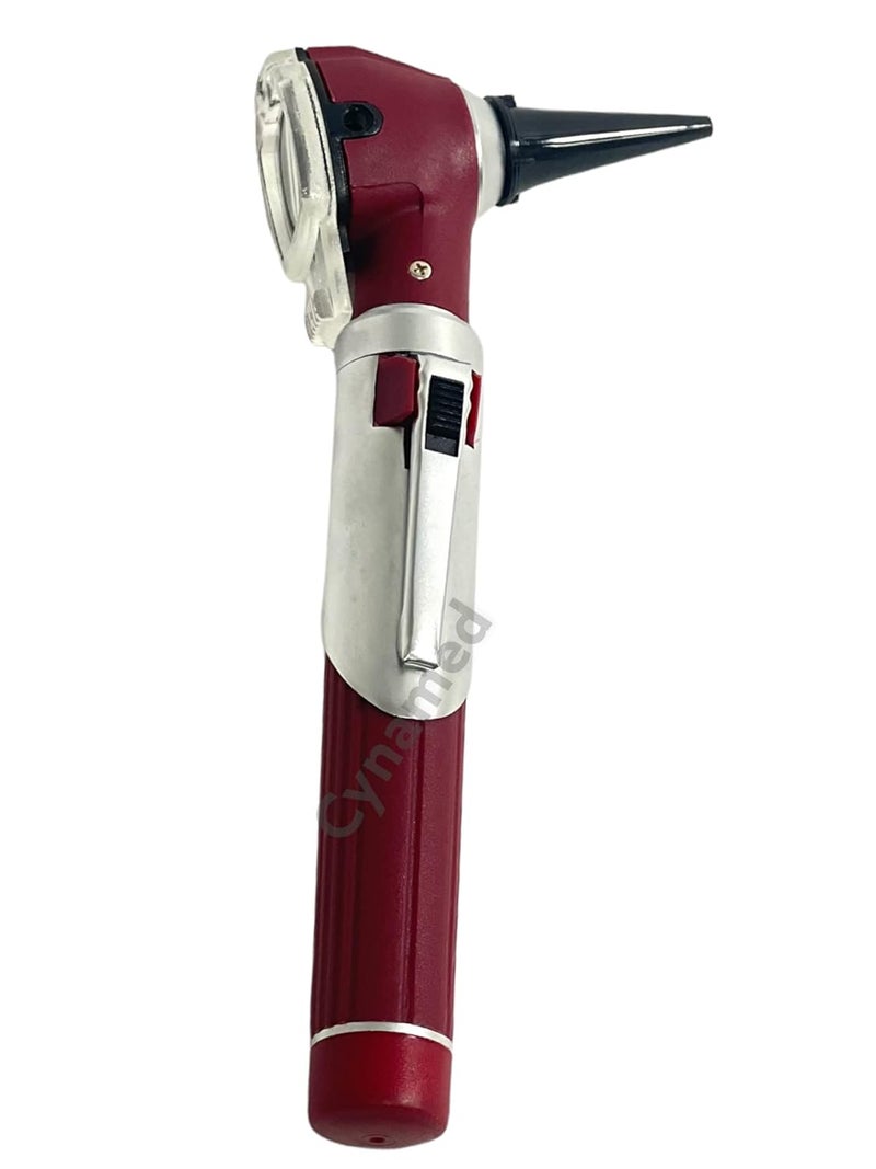 CYNAMED Mini Otoscope Set-Pocket Size, Fiber Optic Otoscope Diagnostic Ear Care Tool-Pocket Otoscope (Maroon) - Image 4
