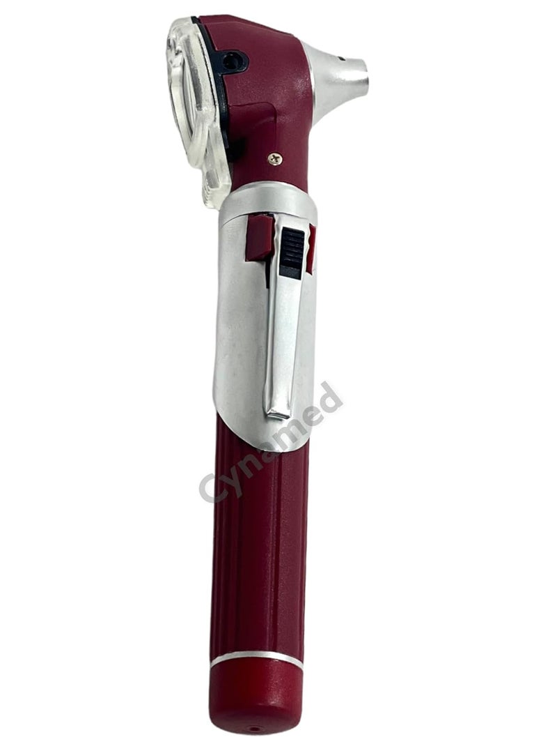 CYNAMED Mini Otoscope Set-Pocket Size, Fiber Optic Otoscope Diagnostic Ear Care Tool-Pocket Otoscope (Maroon) - Image 5