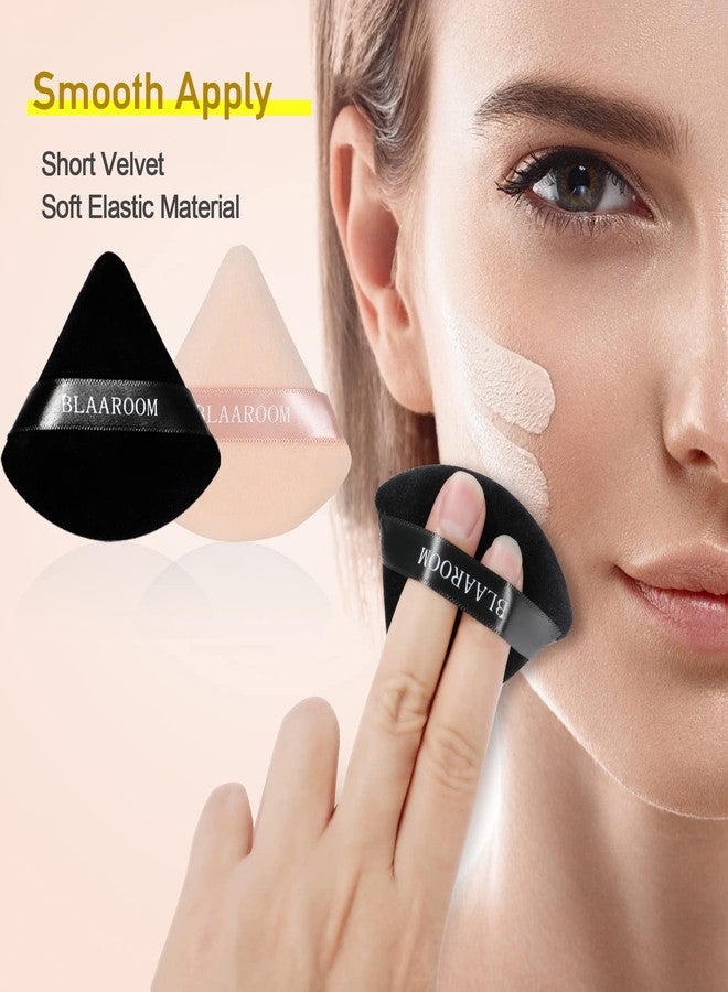 BLAAROOM 12 Pieces Velour Pure Cotton Powder Puff Face Makeup Triangle Powder Puffs for Loose Powder Wet Dry Cosmetic Foundation Beauty Sponge Makeup Tools -Black & Nude - Image 4