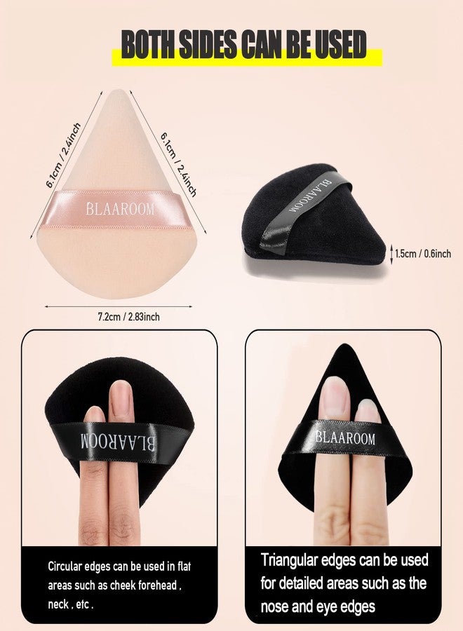 BLAAROOM 12 Pieces Velour Pure Cotton Powder Puff Face Makeup Triangle Powder Puffs for Loose Powder Wet Dry Cosmetic Foundation Beauty Sponge Makeup Tools -Black & Nude - Image 5