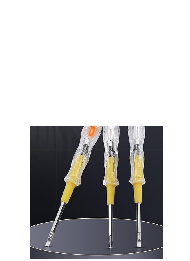 3pcs Test Screwdriver Set Long Pen Yellow 4"x180mm 100-500V