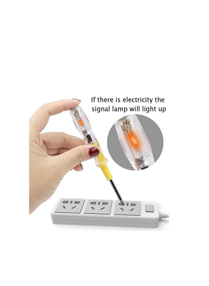 3pcs Test Screwdriver Set Long Pen Yellow 4"x180mm 100-500V