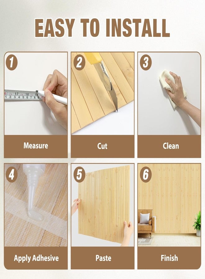 EYAYEN Natural Bamboo Wall Panel Covering Roll, Flexible Pole Wrap Wainscoting Interior Wall Cladding Panel for Kitchen Island, Ceiling Tile, Bedroom, Living Room Decor (16" H x 96" L, Natural) - Image 4