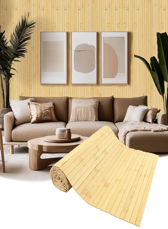 EYAYEN Natural Bamboo Wall Panel Covering Roll, Flexible Pole Wrap Wainscoting Interior Wall Cladding Panel for Kitchen Island, Ceiling Tile, Bedroom, Living Room Decor (16" H x 96" L, Natural) - Image 1