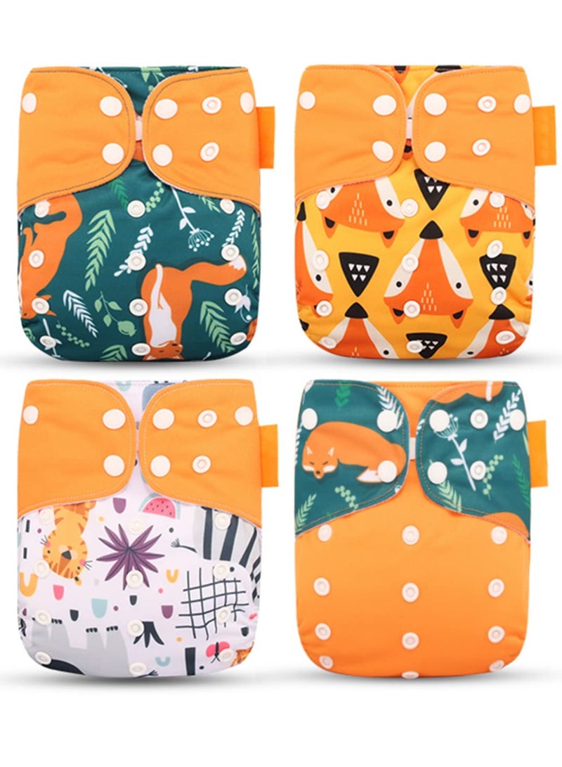 القماش حفاضات ، 4 قطعة من القماش حفاضات الطفل يمكن تنظيفها وإعادة استخدامها ، وتمتد كيس حفاضات ، ماصة قوية ، ومناسبة للأطفال ، والأطفال الصغار ، والفتيات والفتيان - Image 1