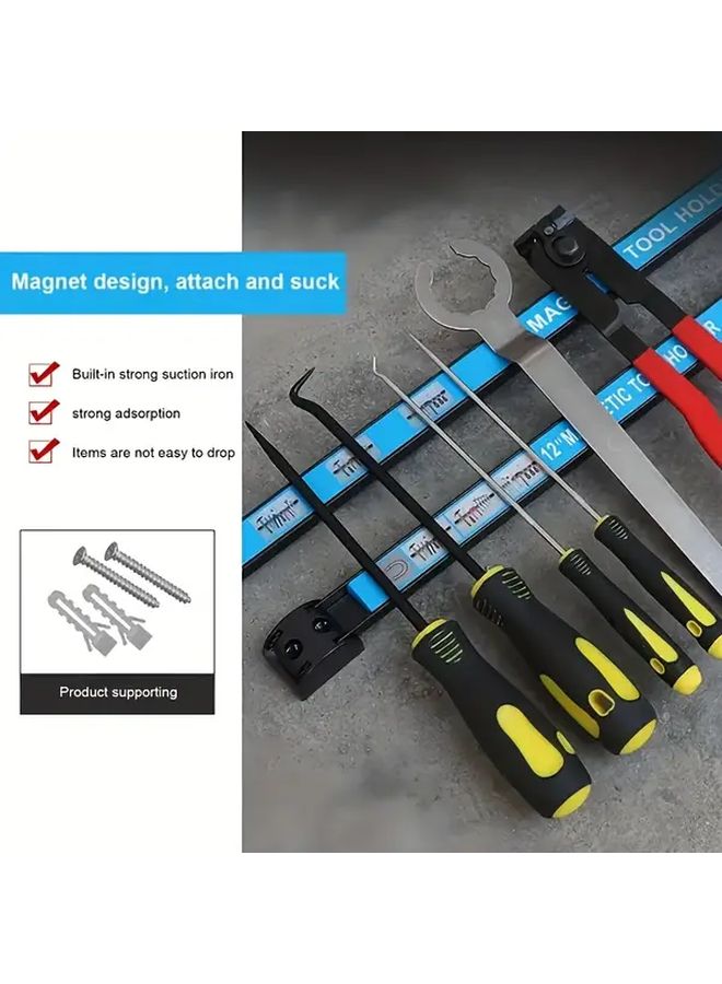 2 Sets 12 Inch Heavy Duty Magnetic Tool Holder Bar Stainless Steel Organizer - Image 4