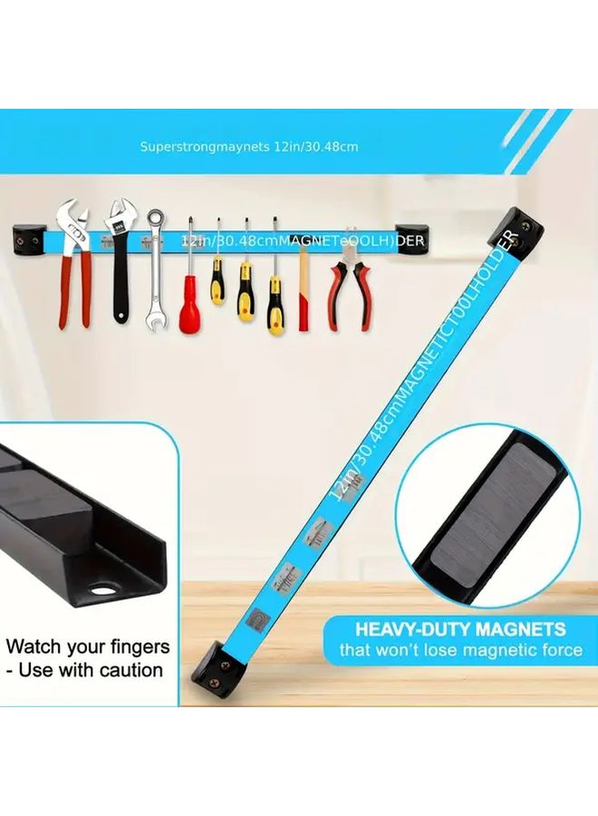 2 Sets 12 Inch Heavy Duty Magnetic Tool Holder Bar Stainless Steel Organizer - Image 5