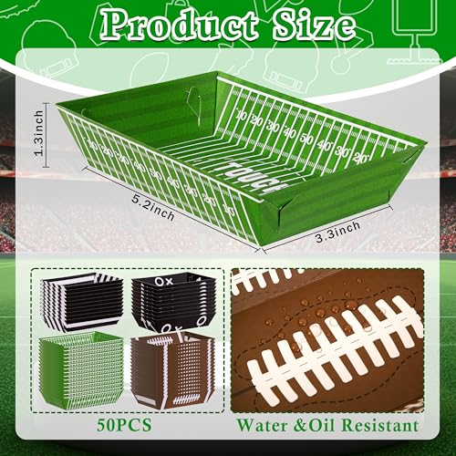 Geefuun 50 Pack Football Party Decorations Paper Food Trays - Movie Night Supplies Serving Plates for Super Football Bowl Birthday Disposable Decor - Style 3 - Image 3