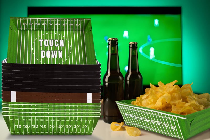 Geefuun 50 Pack Football Party Decorations Paper Food Trays - Movie Night Supplies Serving Plates for Super Football Bowl Birthday Disposable Decor - Style 3 - Image 2