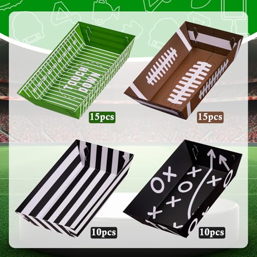 Geefuun 50 Pack Football Party Decorations Paper Food Trays - Movie Night Supplies Serving Plates for Super Football Bowl Birthday Disposable Decor - Style 3 - Image 5