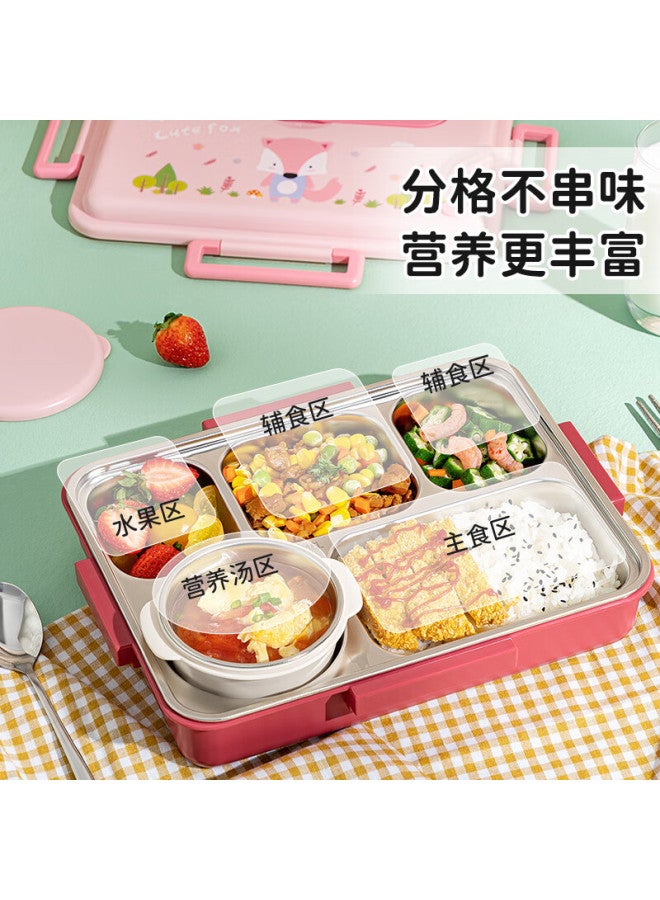 Tafuco Kids Lunch Box With Large Capacity And Multiple Compartments, Stainless Steel Heatable Container With Soup Bowl And Cartoon Design T5327